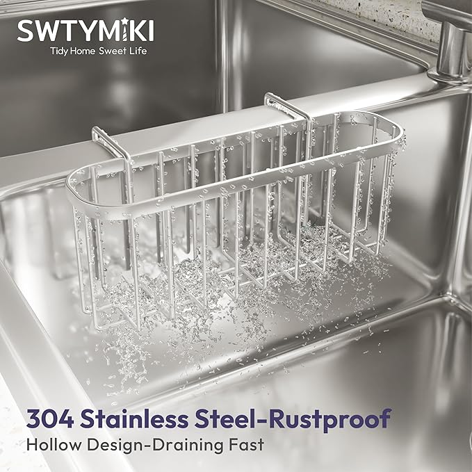 SWTYMIKI Sponge Holder for Kitchen Sink, Movable Kitchen Sink Caddy - Image 5