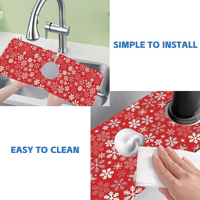 Christmas Snowflake Kitchen Sink Splash Guard Mat Absorbent Fast Drying Mat - Image 5