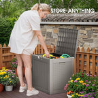 Outdoor Storage Box, Resin Deck Boxes Indoor and outdoor, Waterproof Storage Box Lockable Lid (Grey, 35 Gallon) - Image 8