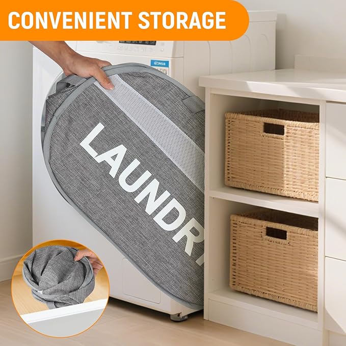 Collapsible Laundry Baskets, Foldable Clothes Hamper - Image 4