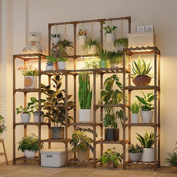 Plant Stand Indoor with Grow Light 14 tiers Large Plant Shelf for Indoor Plants Display Heavy Duty Plant Rack for Living Room Patio Decor by Gentingbro