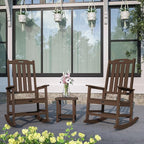 Oversized Rocking Chair Set of 8, Outdoor Rocking Chair for Adults, All Weather Resistant Porch Rocker for Lawn Garden, Brown - Image 2