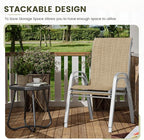 UDPATIO Patio Chairs Set of 2, Stackable Silver Outdoor Dining Chairs with High Back, Breathable Textilene Fabric Outdoor Chair All Weather, 350LBS Capacity for Garden, Backyard (Beige) - Image 5