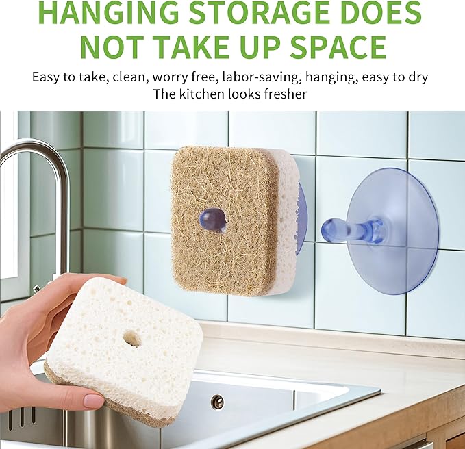 12Pack Kickleen Natural Kitchen Scrub Dish Sponge - Image 3