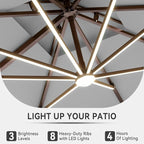10 X 13 FT Cantilever Outdoor Patio Umbrella with Led Lights Large Heavy Duty 360° Rotation Double Top Offset Rectangular Umbrellas for Backyard Garden Pool Outside Deck, Fog Grey - Image 4