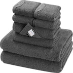 SEMAXE Bathroom Towel Set, 8-Piece Gray Cotton Towels by SEMAXE