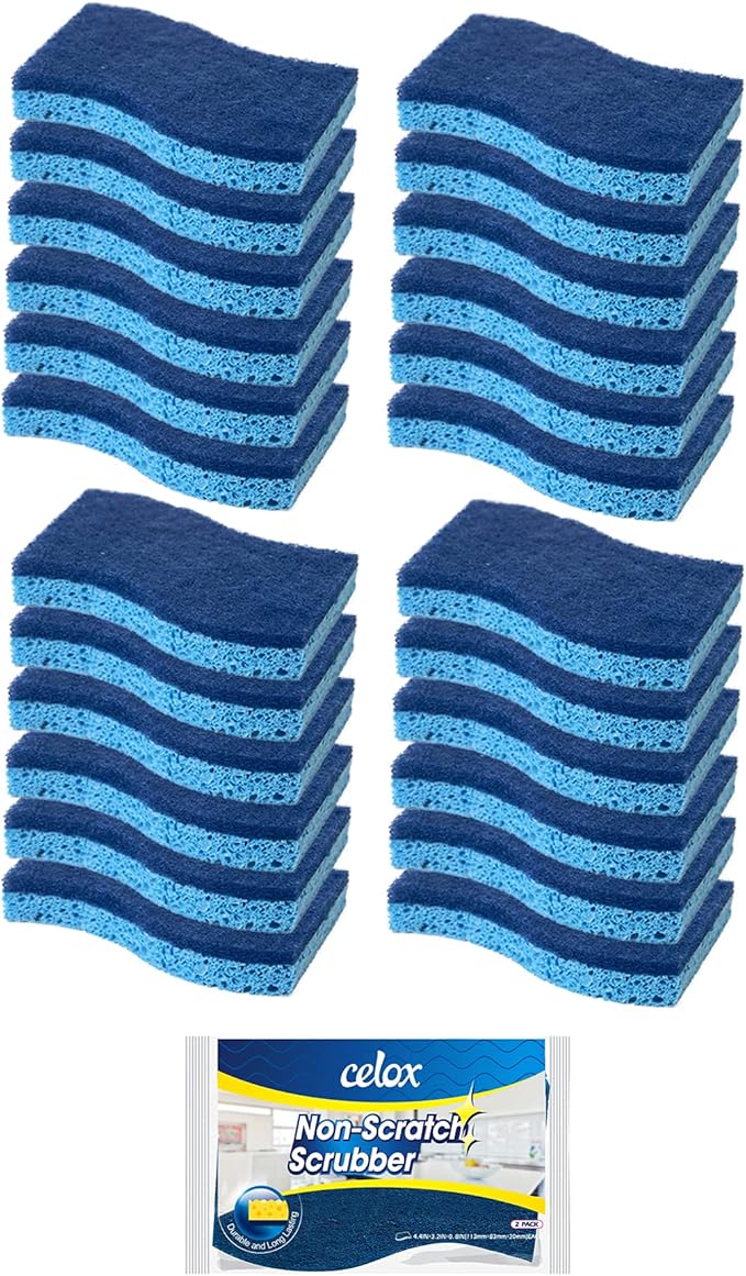 CELOX 24 Pack Non-Scratch Dish Sponge, Dual Sided Kitchen Sponges by CELOX