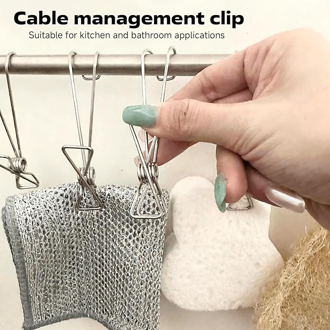 12 Pack Long Tail Clip with Hooks Clothes Pin, Cord Clothes Pins Hanging Peg - Image 5