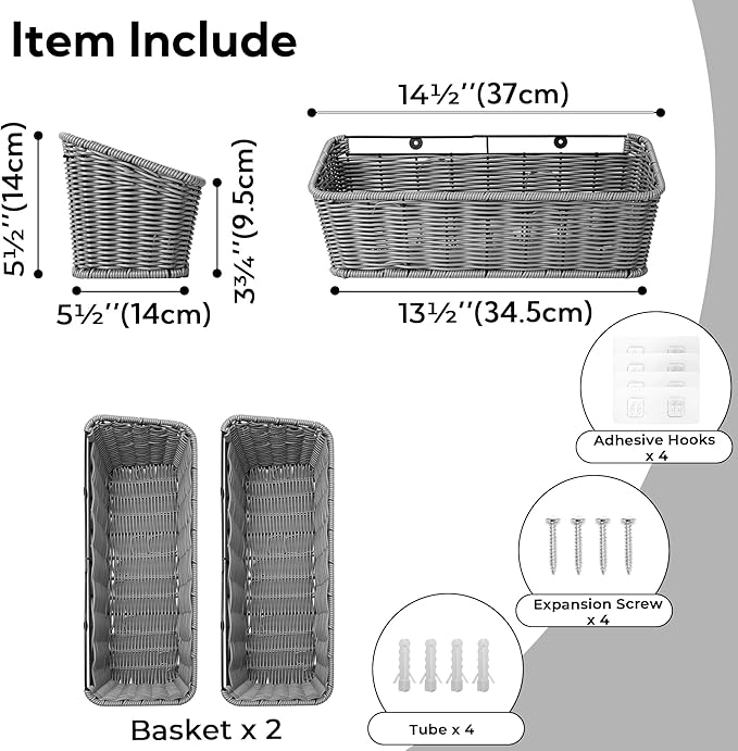 GRANNY SAYS Wicker Hanging Basket, 2 Pack Storage Baskets - Image 3