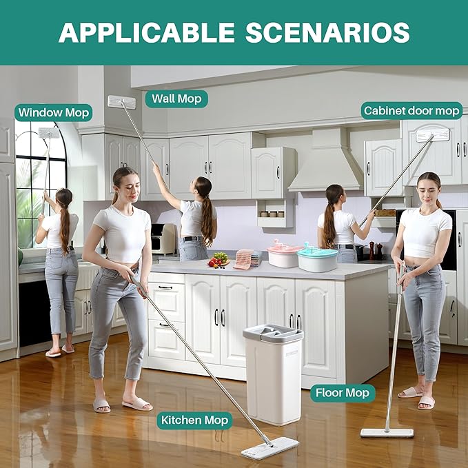 JOYMOOP Mop and Bucket with Wringer Set, Hands Free Flat Floor Mop and Bucket - Image 5