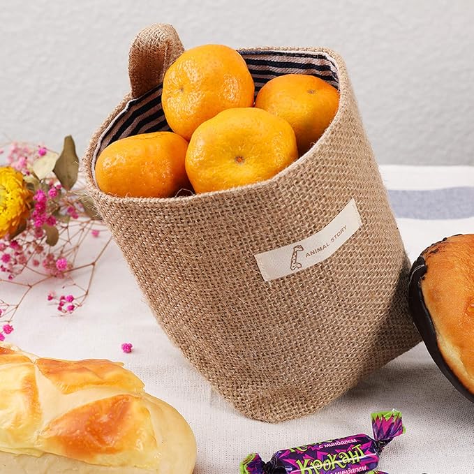 4 Pack Wall Hanging Storage Bags Hanging Storage Bags Cotton Linen Storage - Image 7