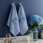 2 Pcs Hydrangea Hand Towels Blue Hydrangea Floral Bathroom Decor 14x29 Inch - Image 5