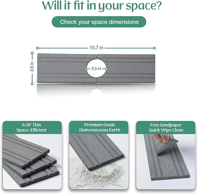 Stone Faucet Mat for Kitchen Sink Splash Guard 15.7" x 3.9" - Image 2