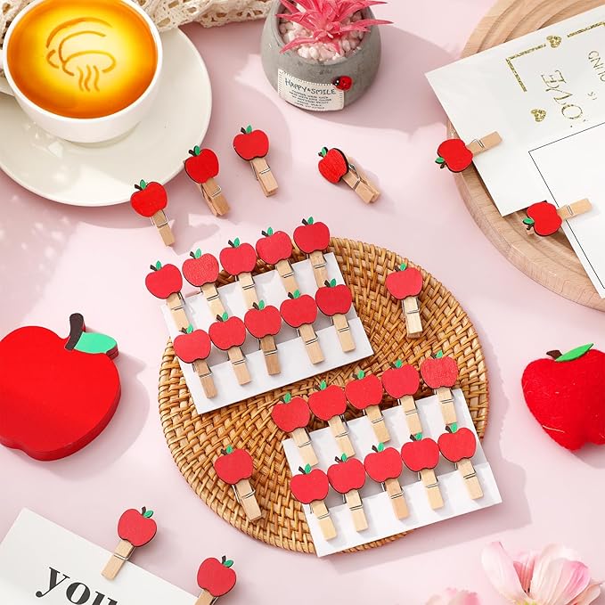 JarThenaAMCS 50 Pcs Back to School Wooden Clip - Image 5