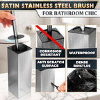 Silver Toilet Brush and Holder Set Stainless Steel – Square Design Toilet Bowl - Image 3