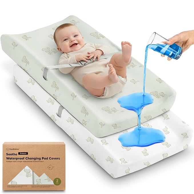 2-Pack Waterproof Changing Pad Covers Boy, Girl – 32x16 Soft Cotton Baby by KeaBabies