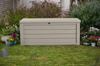 Keter Westwood 150 Gallon Resin Large Outdoor Storage Box for Patio Furniture, Outdoor Cushions, Garden Tools and Pool Floats, Beige - Image 2