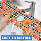 Thanksgiving Pumpkin Kitchen Sink Splash Guard Mat Buffalo Plaid Absorbent Fast - Image 6