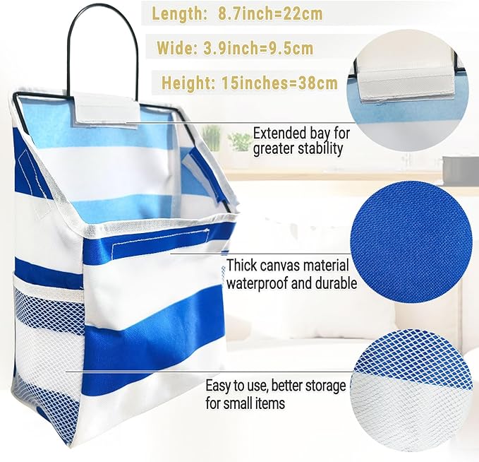 Wall-Hanging Storage Bags, Desktop Organizer Basket Cotton Linen Hanging - Image 2