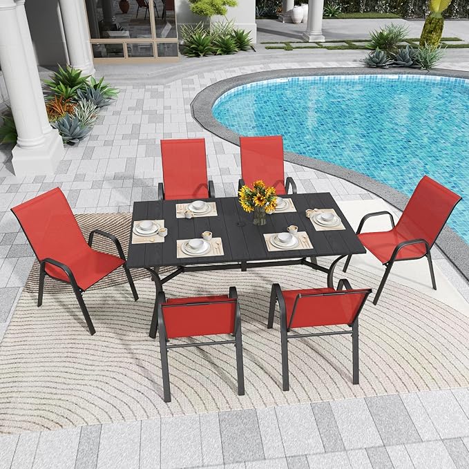 Patio Chairs Set of 4, Stackable Outdoor Dining Chairs for All Weather Textilene Fabric & Metal Frame, Outdoor Chairs Set for Backyard Deck Garden - Image 4