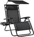 Best Choice Products Folding Zero Gravity Outdoor Recliner Patio Lounge Chair w/Adjustable Canopy Shade, Headrest, Side Accessory Tray, Textilene Mesh - Black by BestChoiceProducts