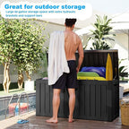 90 Gallon Waterproof Outdoor Storage Box,Resin Deck Box,Lockable Outside Storage Box Container for Patio Furniure,Garden,Tools (90 Gallon,Black) - Image 5