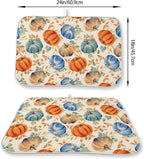 Fall Dish Drying Mat 18x24 Inch Burnt Orange Blue Green Pumpkin Leaves Drying - Image 2