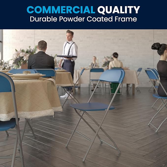 Flash Furniture Hercules Series Plastic Folding Chair - Blue - 6 Pack 650LB Weight Capacity Comfortable Event Chair-Lightweight Folding Chair - Image 9