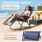 NEWBULIG Zero Gravity Chair Set of 2, Lounge Chair Folding Portable Adjustable Camping Reclining Chairs with Adjustable Pollow, Mesh Back, Cup Holder Trays Lawn Patio Chair for Pool Beach - Blue - Image 5