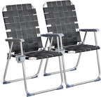 VINGLI Aluminum Patio Lawn Chairs Folding Set of 2 with Detachable Cup Holder, Webbed Beach Chair Folding Chair Outdoor Portable Camping Chair for Yard, Garden by VINGLI