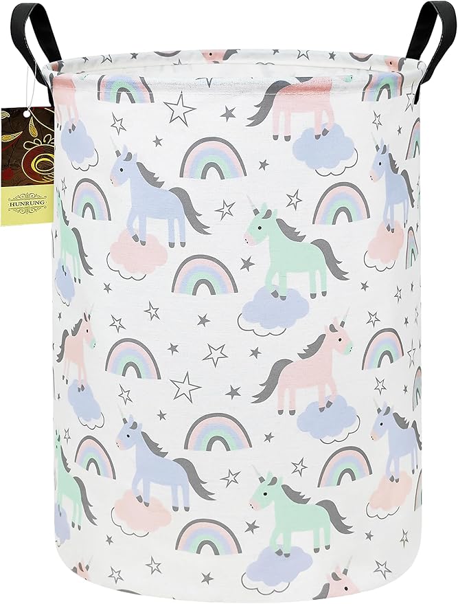 HUNRUNG Laundry Hamper, Large Canvas Fabric Lightweight Storage Basket Toy by HUNRUNG