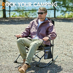 Portal Outdoor Rocking Chair Camping Folding Portable Rocker with Cup Holder Side Pocket Carry Bag, Support 350LBS (Black) - Image 3