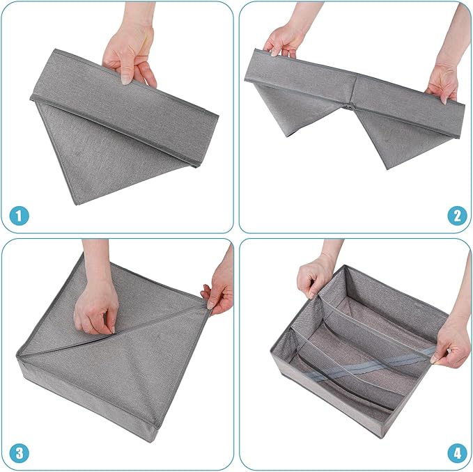 Dresser Drawer under Cabinet Clothes Organizer 3 Cell Foldable Storage Cubes - Image 6