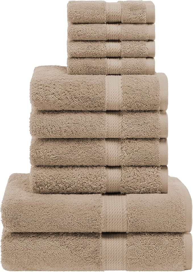 Superior Egyptian Cotton Pile 10 Piece Towel Set, Includes 2 Bath, 4 Hand by SUPERIOR