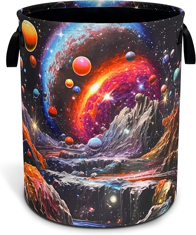 Dream Galaxy Mountains Laundry Basket Funny Oxford Cloth Laundry Hamper by Unknown