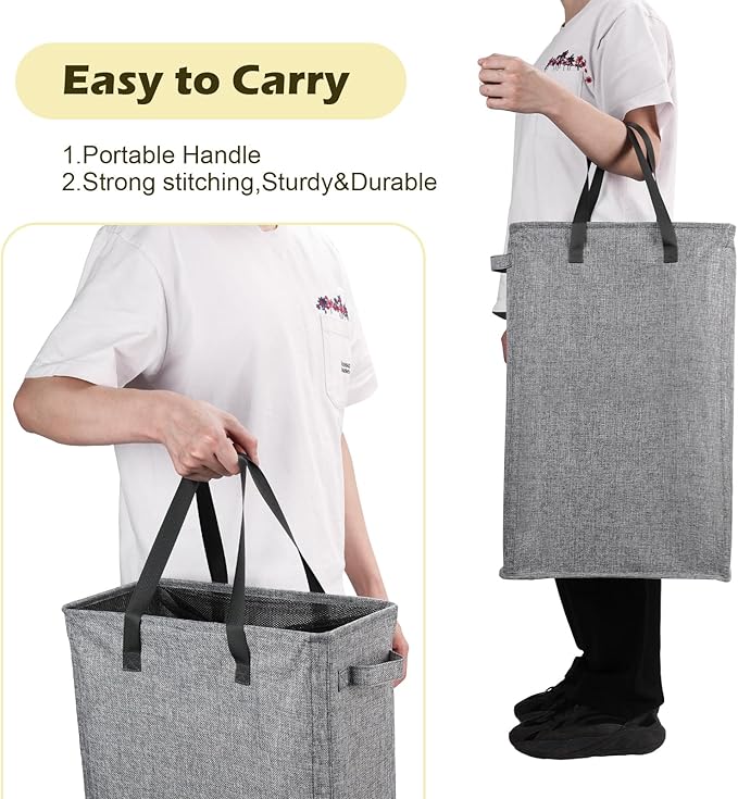 Odonata Slim Laundry Hamper Handles Collapsible Laundry Basket Thin Dirty - Image 6