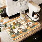 Fall Pumpkin Gnomes Maple Leaves Autumn2 Dish Drying Mat - Image 8