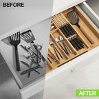 Bamboo Kitchen Drawer Organizer, Expandable Silverware Organizer - Image 6