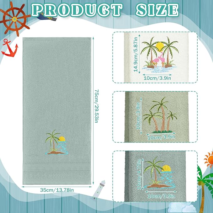 3 Pack Summer Palm Tree Hand Towels - Image 2