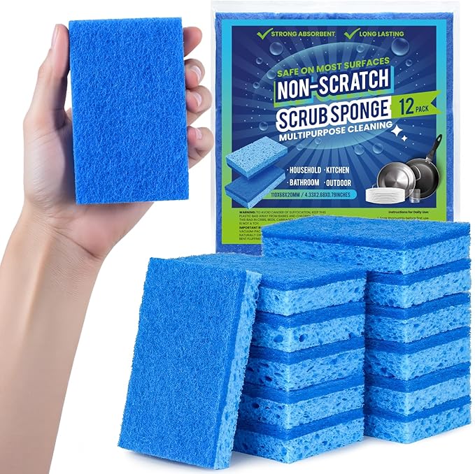 Kitchen Sponges, Non-Scratch Scrub Sponge, Dual Sided Cleaning Sponges by Metflavor