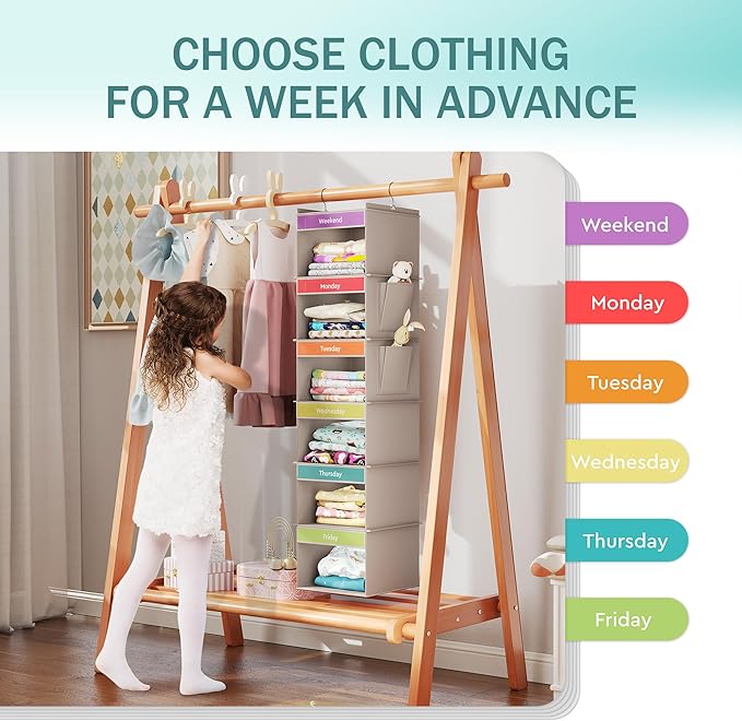 YOUDENOVA 6-Shelf Weekly Hanging Closet Organizer, Weekly Clothes Organizers - Image 5