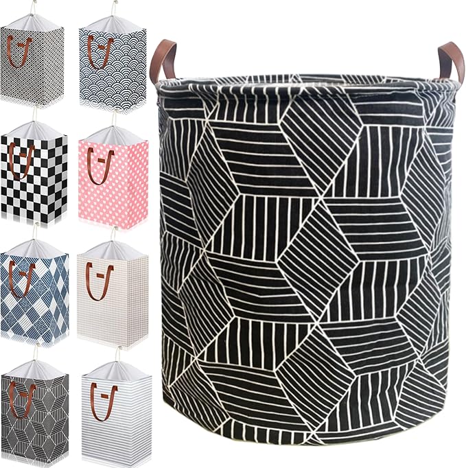 Waterproof Laundry Hamper Collapsible Laundry Basket Leather Handle Laundry Bag by %E2%80%8ETeLUVHome