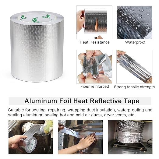 BOMEI PACK Adhesive Aluminum Foil Heat Shield Tape 1 Pack 5 inch x 66ft - Image 4