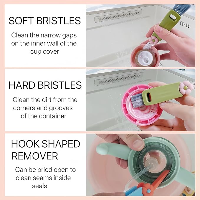3 in 1 Cup Lid Cleaning Brush, Water Bottle Cleaner Brush, Portable Cup Lid Gap - Image 4