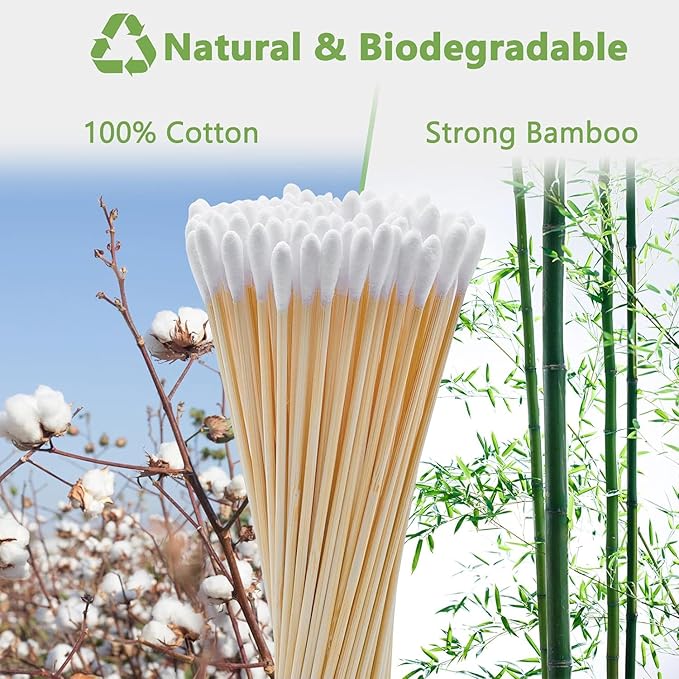 Round Tip Cotton Swabs, 6-Inch Bamboo Sticks, - Image 2