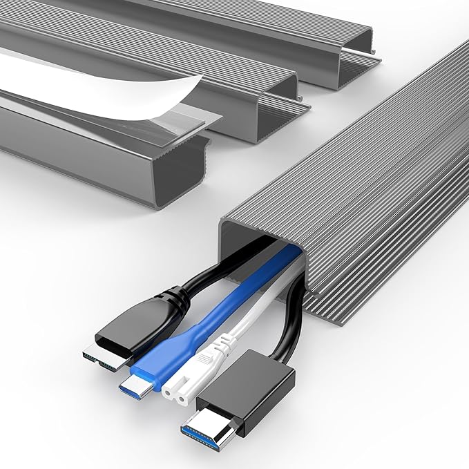 Delamu 62.8in Under Desk Cable Management, Safe & Tidy Cable Management Under by DELAMU