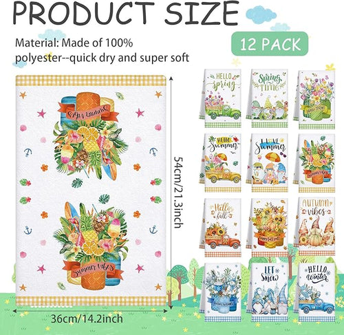 12 Pcs Seasonal Kitchen Towels Set - Image 2