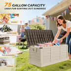 VINGLI 75 Gallon Collapsible Outdoor Storage Box, Simple-to-assemble Plastic Storage Containers with Lid, Patio Deck Box Furniture for Garden, Pool, Balcony, Yard (Coffee) - Image 8