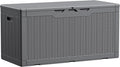 Devoko 100 Gallon Waterproof Large Resin Deck Box Indoor Outdoor Lockable Storage Container for Patio Furniture Cushions Garden Tools (100 Gallon, Grey) by DEVOKO