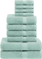SUPERIOR Egyptian Cotton Pile 10 Piece Towel Set, Includes 2 Bath, 4 Hand by SUPERIOR